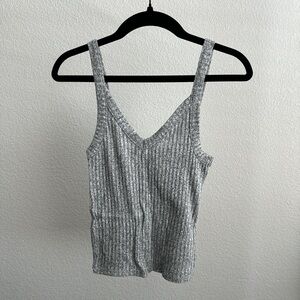 American Eagle Outfitters Gray Ribbed Fitted Tank Top